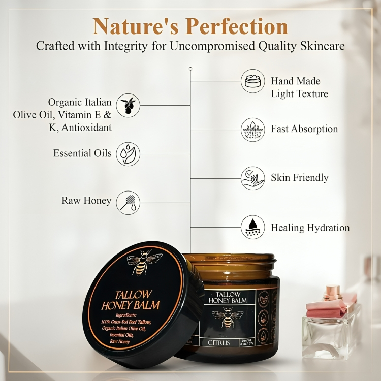 Vivot® Organic Grass-Fed Beef Tallow Balm with Raw Honey